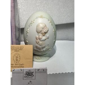 Precious Moments EGG on STAND Easter Porcelain We Are Gods Workmanship Vtg 1992‎